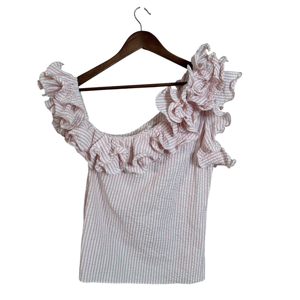 Petersyn Arabella Roseseer Ruffle One Shoulder Top Womans Small - Picture 2 of 8